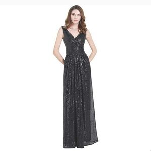 Kate Kasin Sequin Evening Gown Dress 10